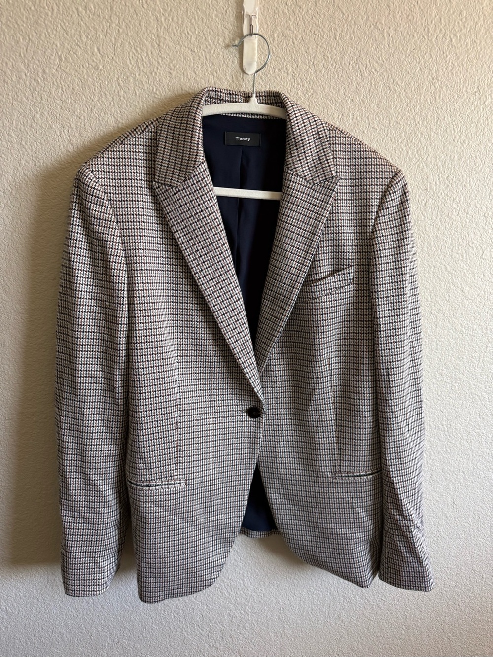 Theory Staple Blazer Houndstooth Eco Knit Academia Preppy Business Lightweight - Picture 10 of 10